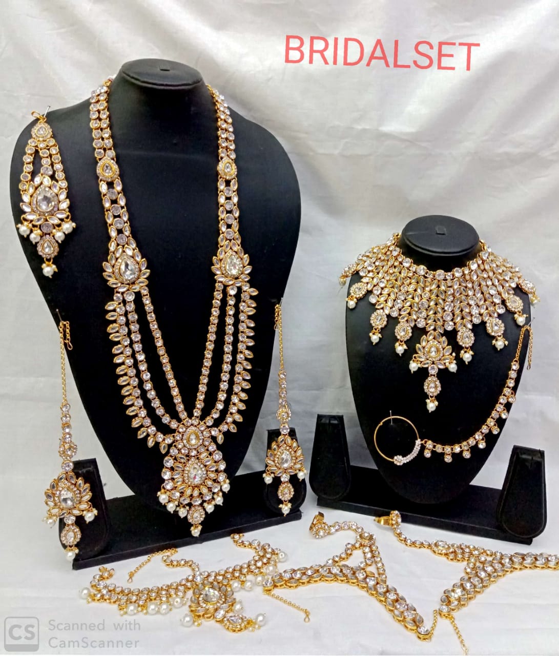 White Beads Alloy Jewelley Set