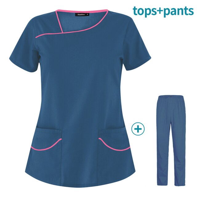 Wholesale Short-sleeved Scrub Suit Medical Uniform Two-piece Unisex Pharmacy Nurse Accessories Work Clean Clothing Surgical Gown