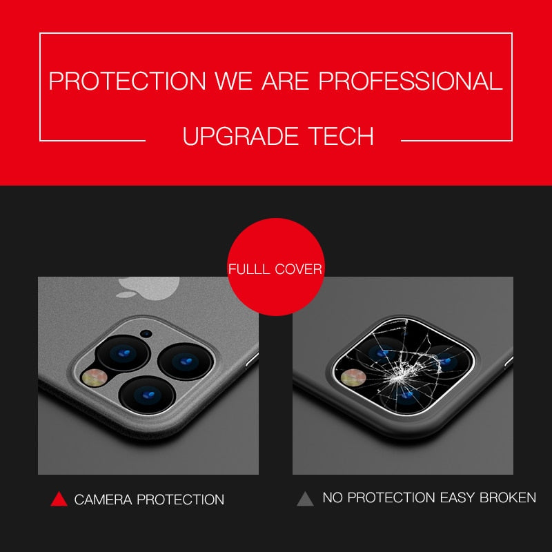 Ultra Thin Matte Phone Case For iPhone 12 11 Pro Max X XR XS Max 7 6 6s 8 Plus SE 2020 Lens Full Cover Shockproof Frosted Case