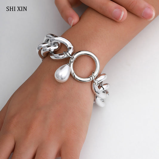 Chain Bracelet with Pearl Pendant Bracelet for Women