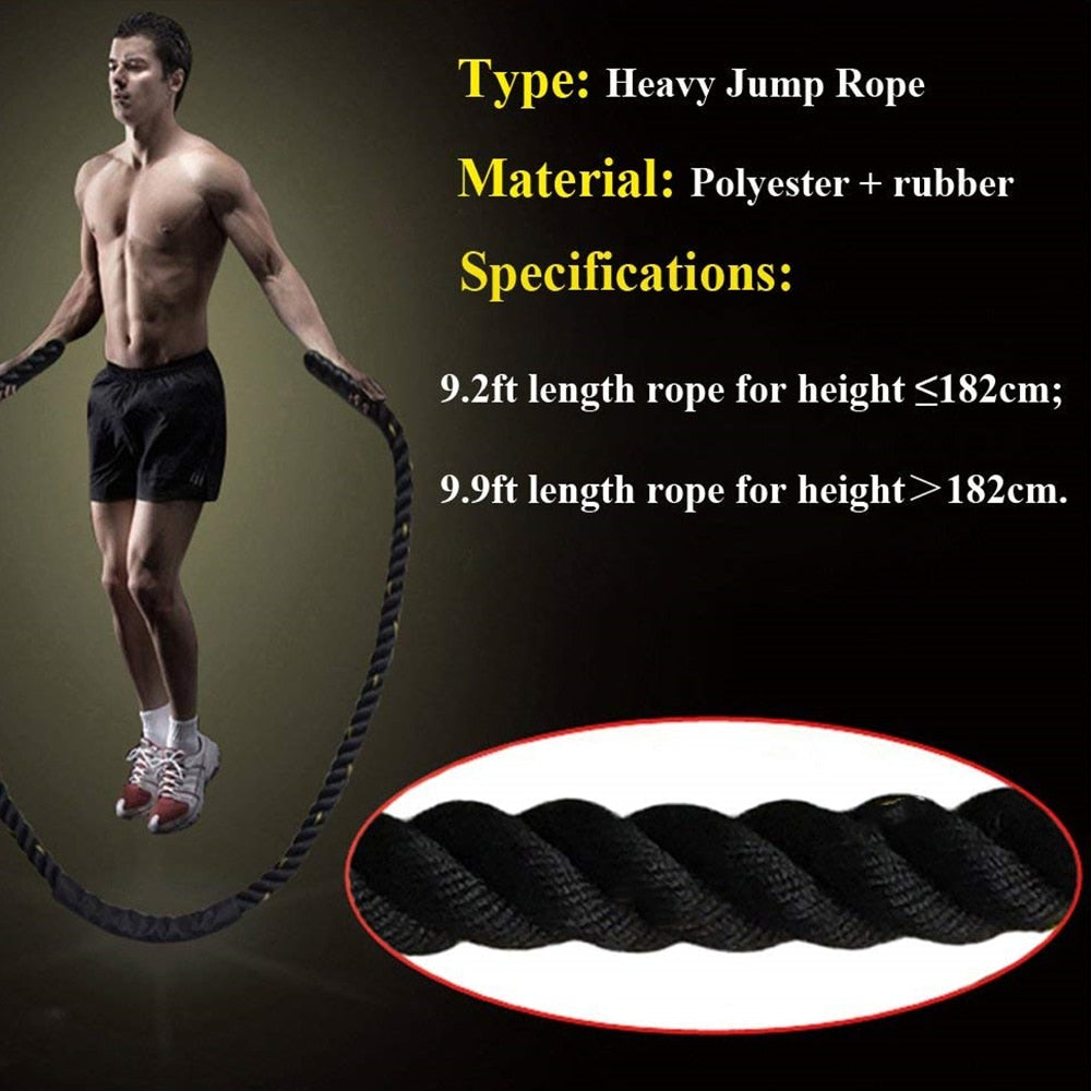 25mm Fitness Heavy Jump Rope Crossfit Weighted Battle Skipping Ropes Power Training Improve Strength Building Muscle Fitness