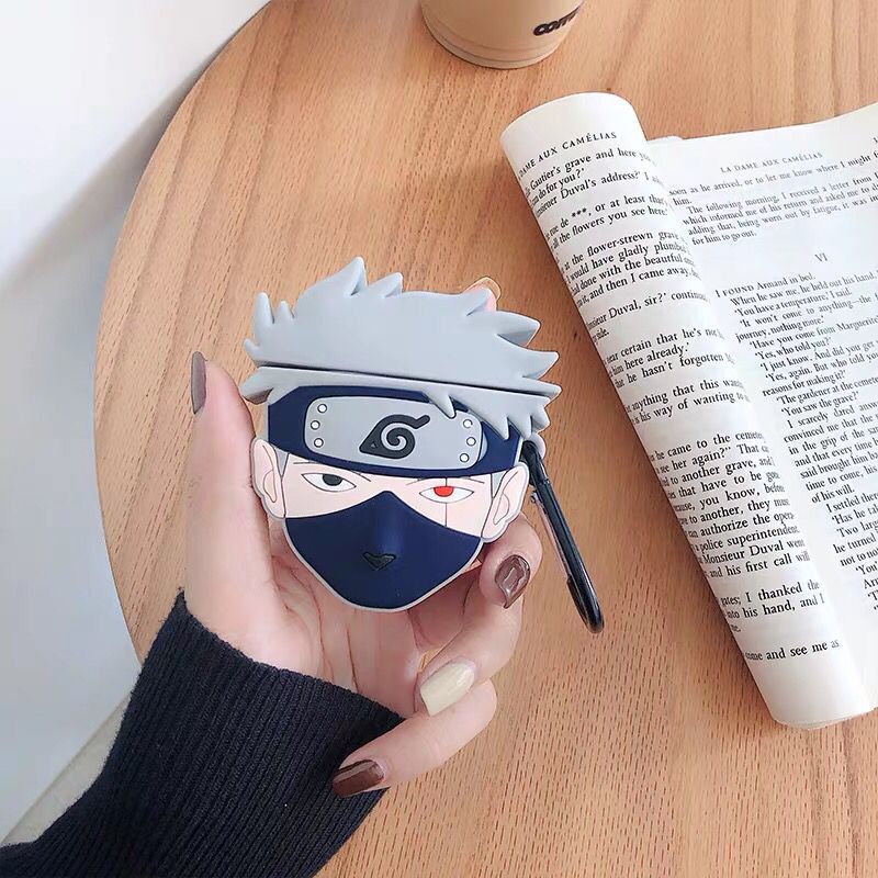3D Japan Anime Cartoon NARUTO Kakashi Sasuke pain Gaara bluetooth headset Silicone case for airpods 1 2 Wireless charging cover