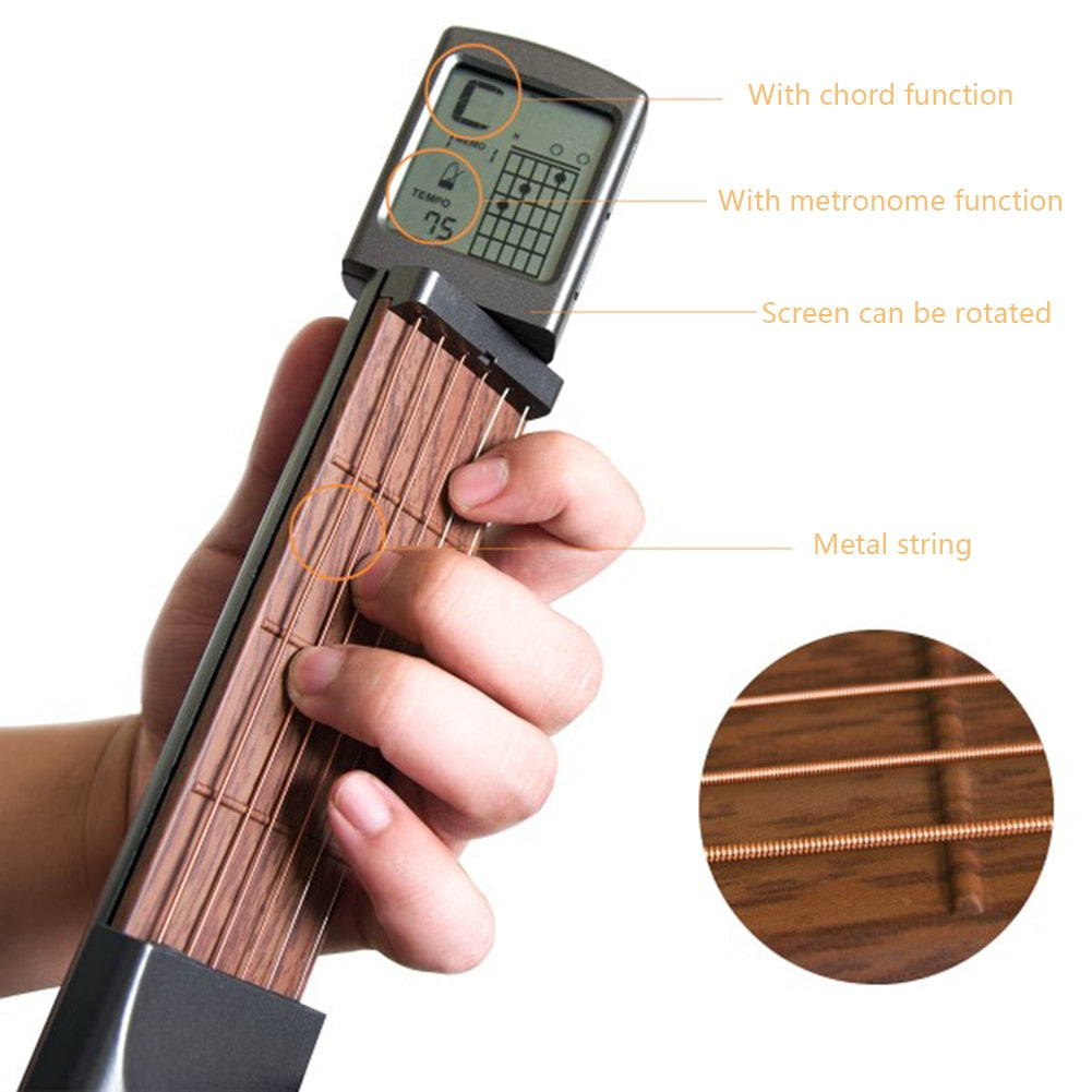 SOLO Portable Guitar Chord Trainer Pocket-Guitar Practice Tools LCD Musical Stringed Instrument Chord Trainer Tools for Beginner