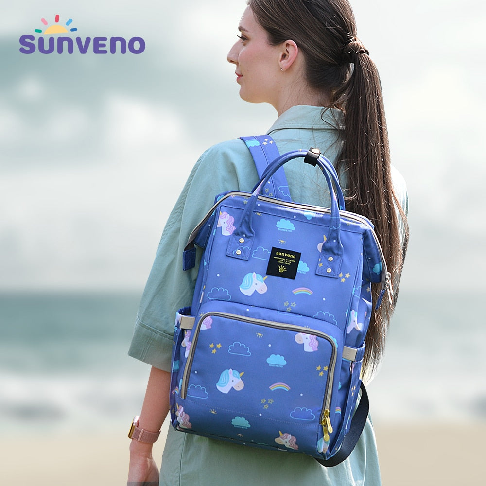 Sunveno Fashion Diaper Bag Backpack Baby Bags for Mom Designer Travel Bag Organizer Stroller Nappy Maternity Bag Baby Changing