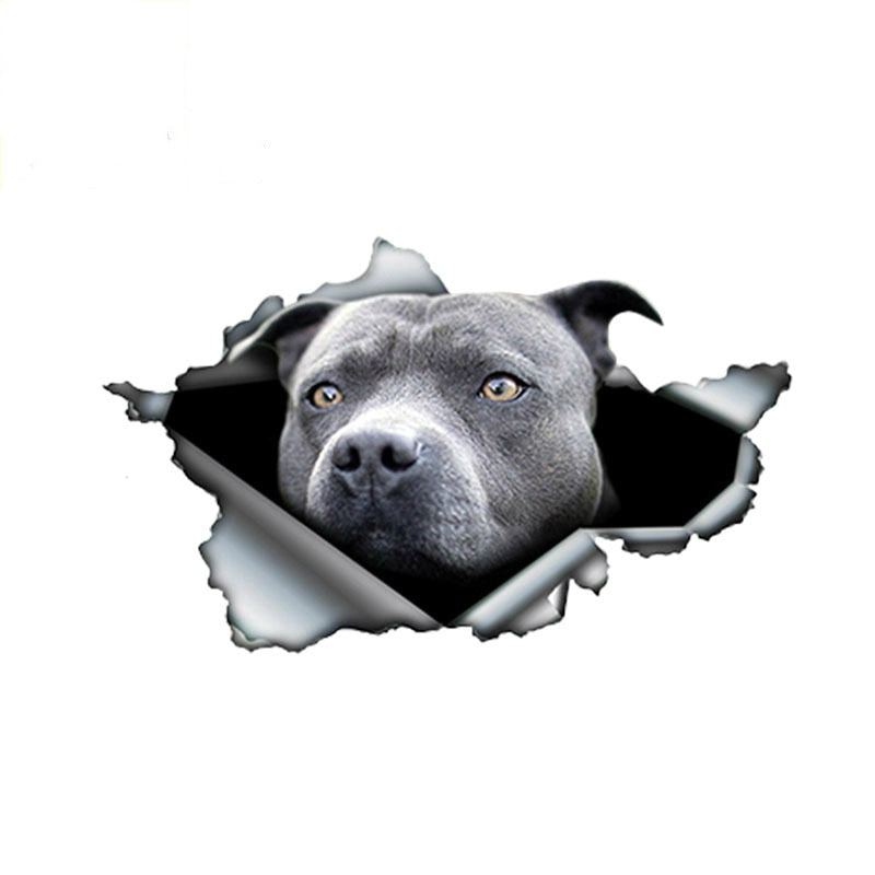 Blue Pitbull Car Sticker Torn Metal Decal Reflective Sticker Waterproof Car Styling Pet Auto Motorcycles Decoration,13cm x 7.8cm