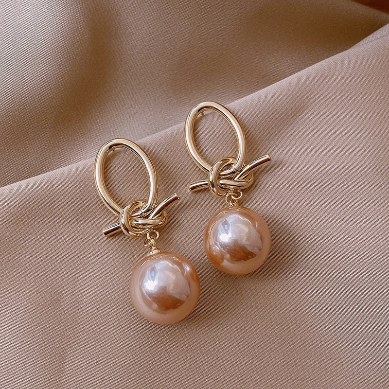 2020 Korean New Style Knot Pearl Earrings Exquisite Fashion Simple Versatile Earrings Female Jewelry