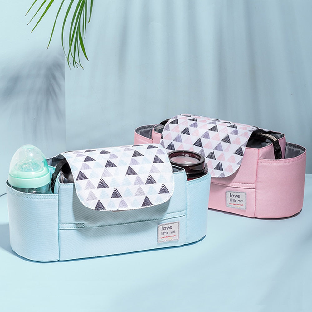 Universal Baby Stroller Organizer Expandable Diaper Bag with Shoulder Strap,Cup Holder,Zipper Pocket Stroller Accessories Travel