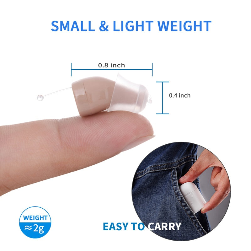 C400 Digital Hearing Aid USB Tpye C Rechargeable Mini In Ear Invisible Hearing Aids Assistant Adjustable Tone Sound Amplifier