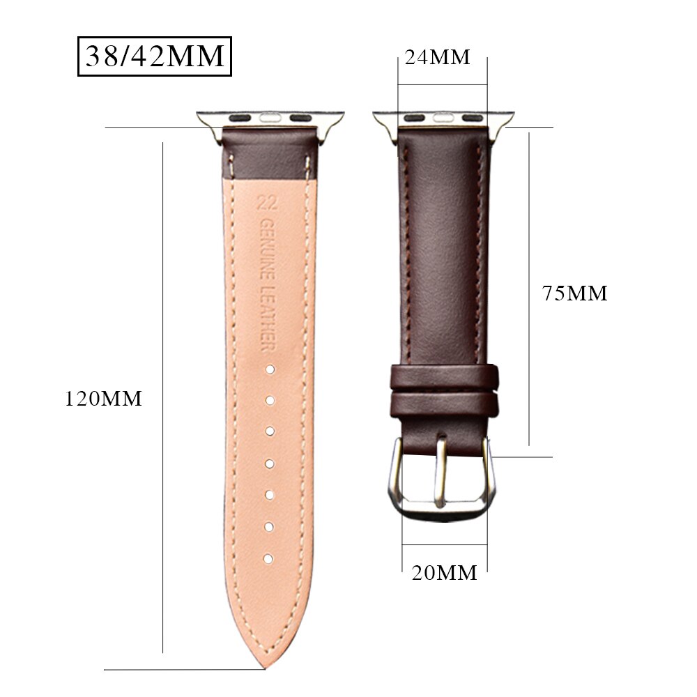 Brown Leather Band Loop Strap For Apple Watch 4 3 2 1 38mm 40mm , Men Leather Watch Band for iwatch 5 44mm 42mm Bracelet