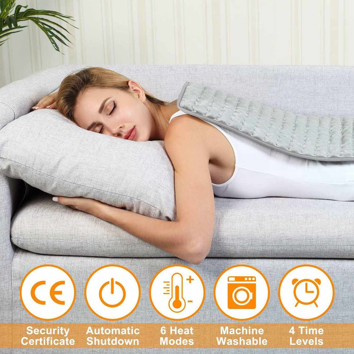 6 Level 120W Electric Heating Pad Timer For Shoulder Neck Back Spine Leg Pain Relief Winter Warmer 75x40cm 60x30cm EU/US/UK/AU