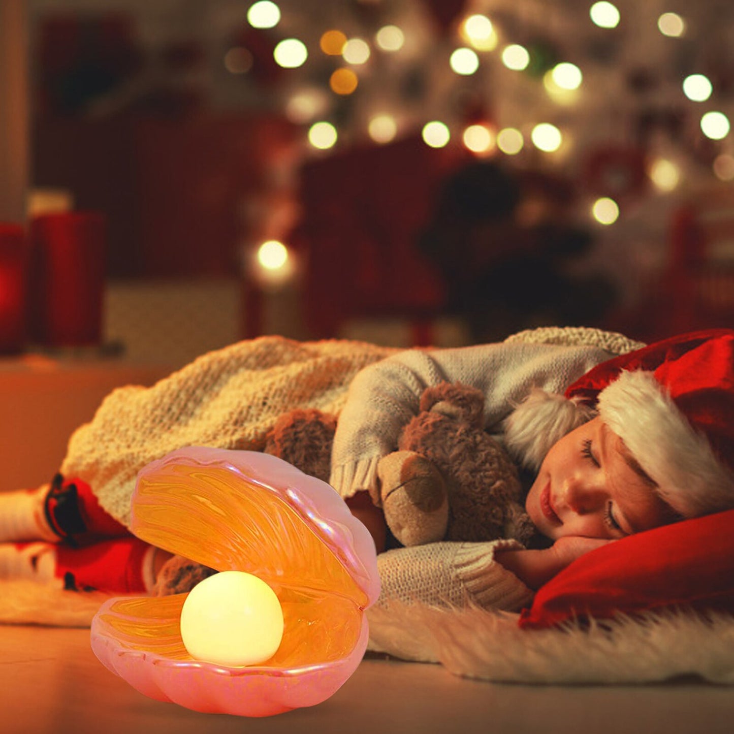 Shell Pearl Light-ceramic Pearl In Shell Night Lamp