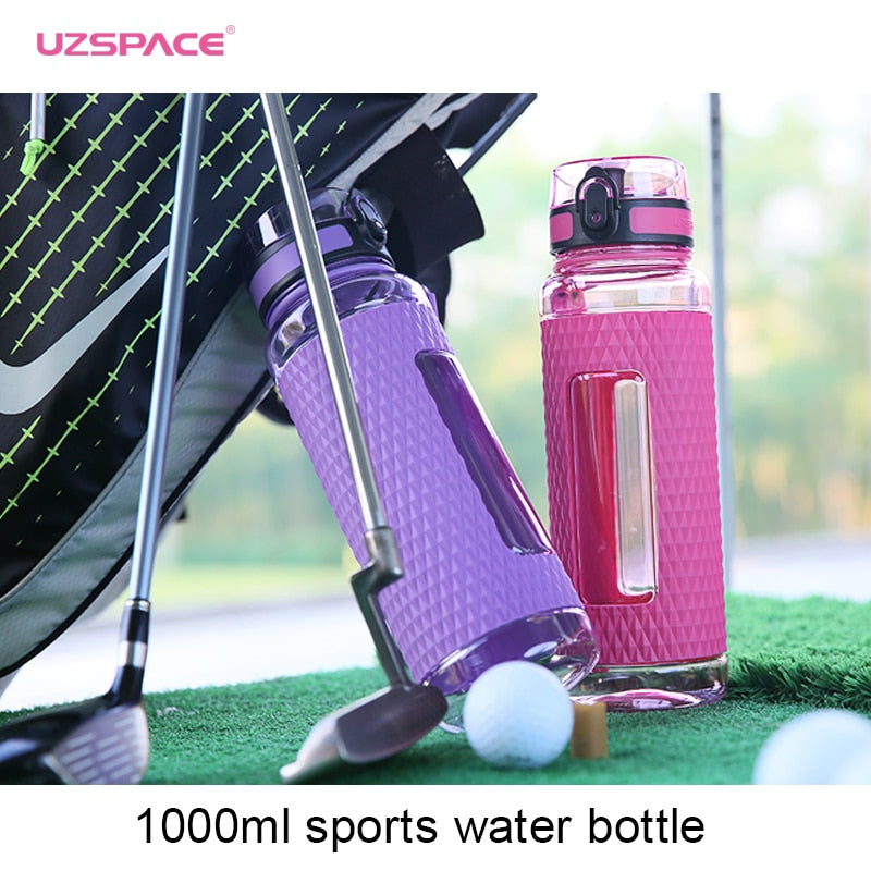 UZSPACE Sports Water Bottles Gym Leak-proof Drop-proof Portable Shaker Outdoor Travel Kettle Plastic Drink Water Bottle BPA Free