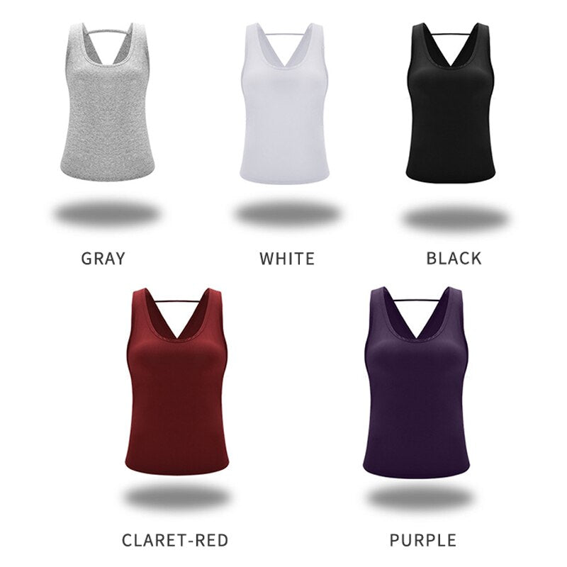Zhangyunuo Yoga Vest Sport Tank Top Women Sleeveless Backless Cross Gym Tops Athletic Fitness Vest Dry Fit T-shirt Workout Shirt