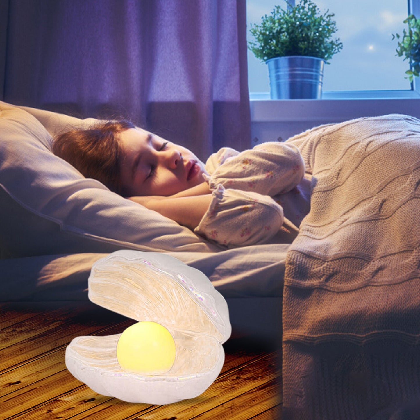 Shell Pearl Light-ceramic Pearl In Shell Night Lamp