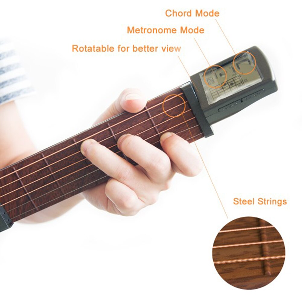 SOLO Portable Guitar Chord Trainer Pocket-Guitar Practice Tools LCD Musical Stringed Instrument Chord Trainer Tools for Beginner
