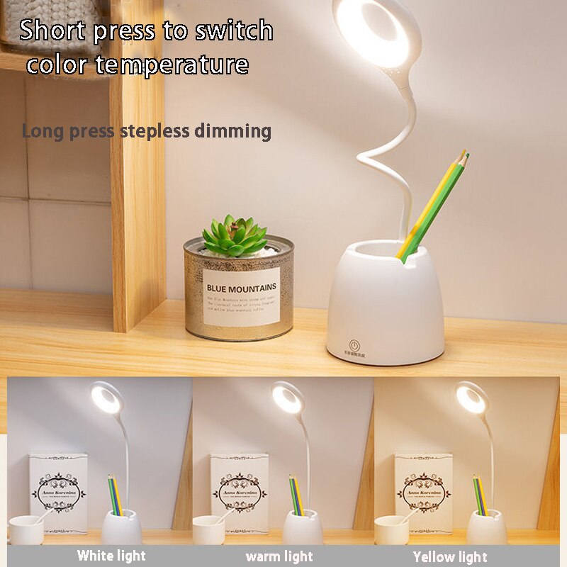 Table Lamp Leds USB Touch Night Light Stepless Dimming Desk Light Eye Protection Learning  Multi-Function Bracket Pen Holder