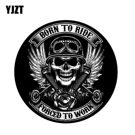 YJZT 12CM*12CM BORN TO RIDE Skull Car Sticker Funny Decal Car Accessories 6-2255