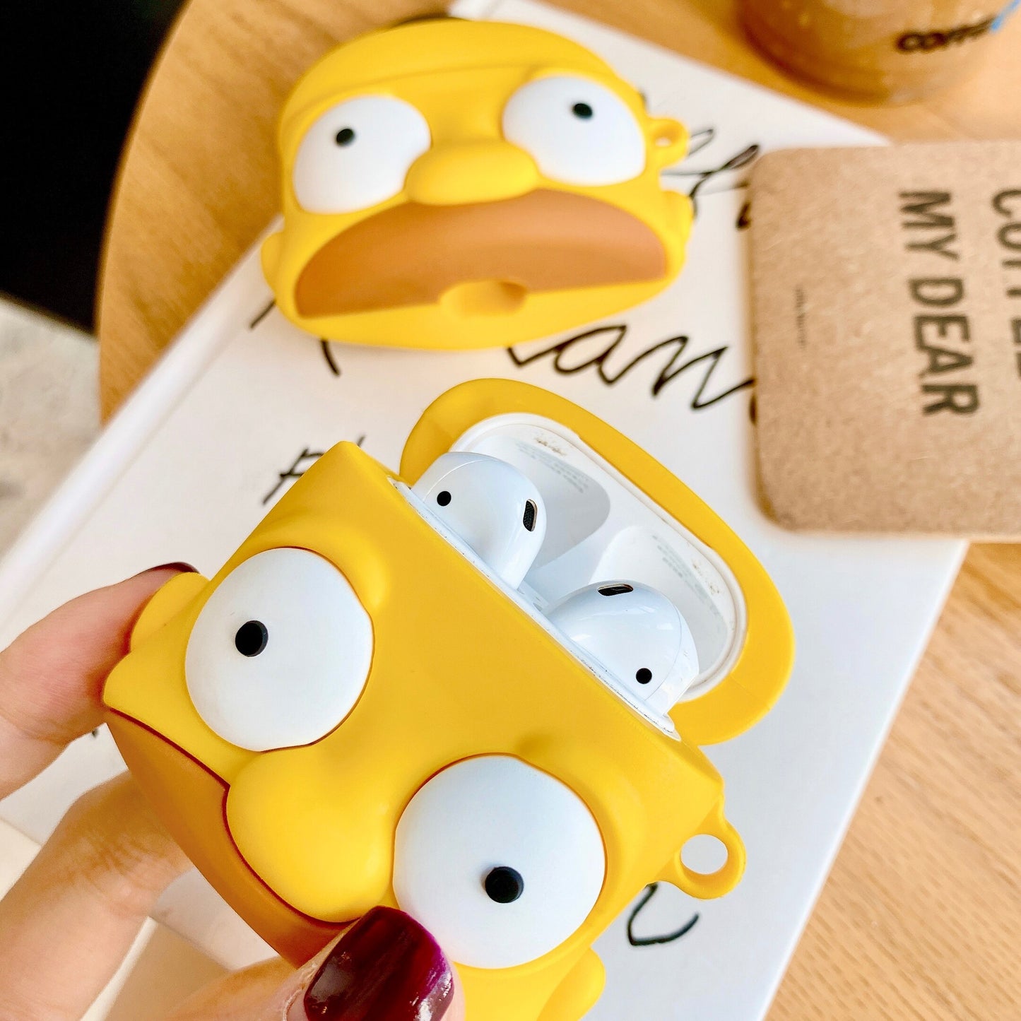 3D Cute Cartoon For Apple AirPods 1 2 Pro Charging Soft silicon Cover Wireless Bluetooth Earphone Case doughnut