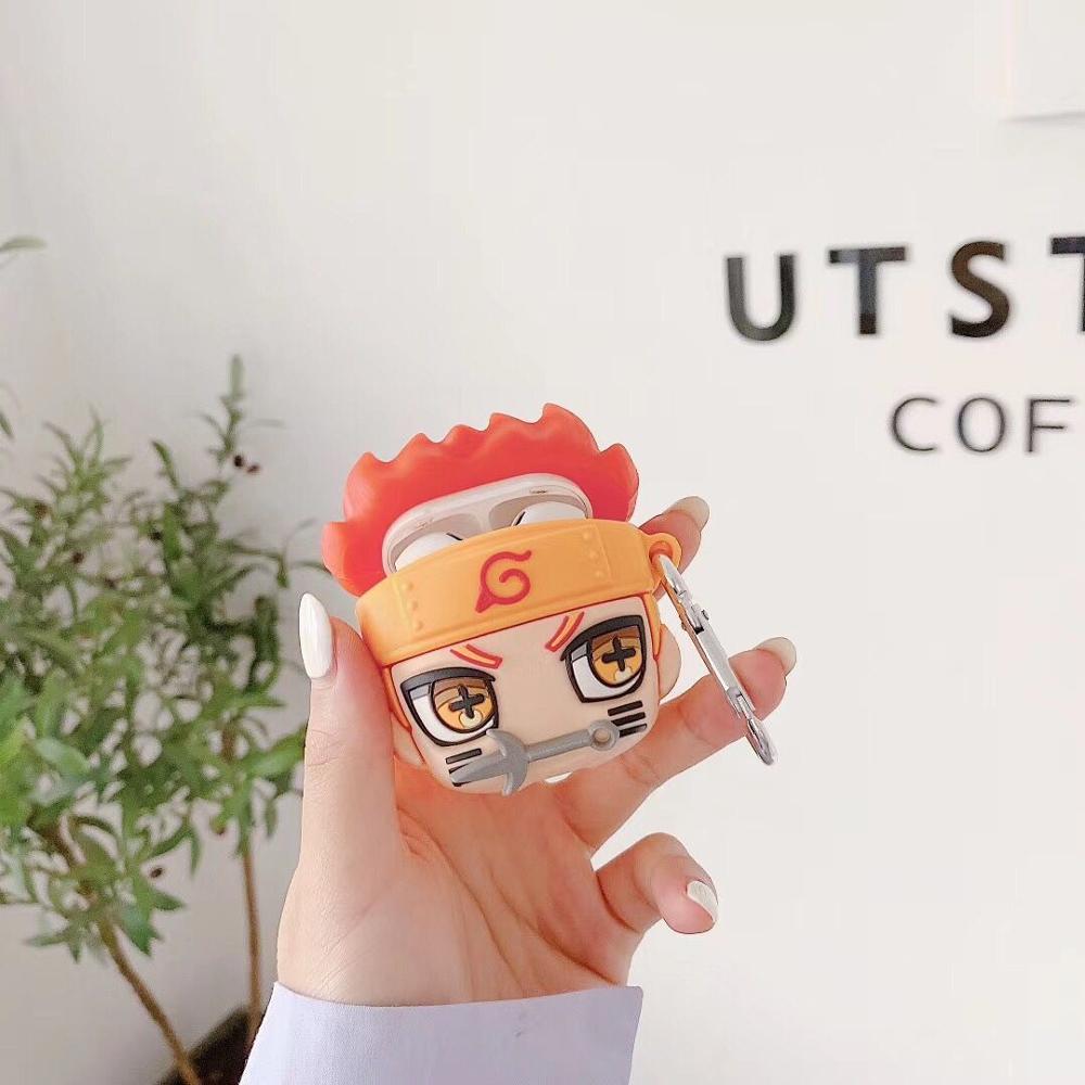 3D Japan Anime Cartoon NARUTO Kakashi Sasuke pain Gaara bluetooth headset Silicone case for airpods 1 2 Wireless charging cover