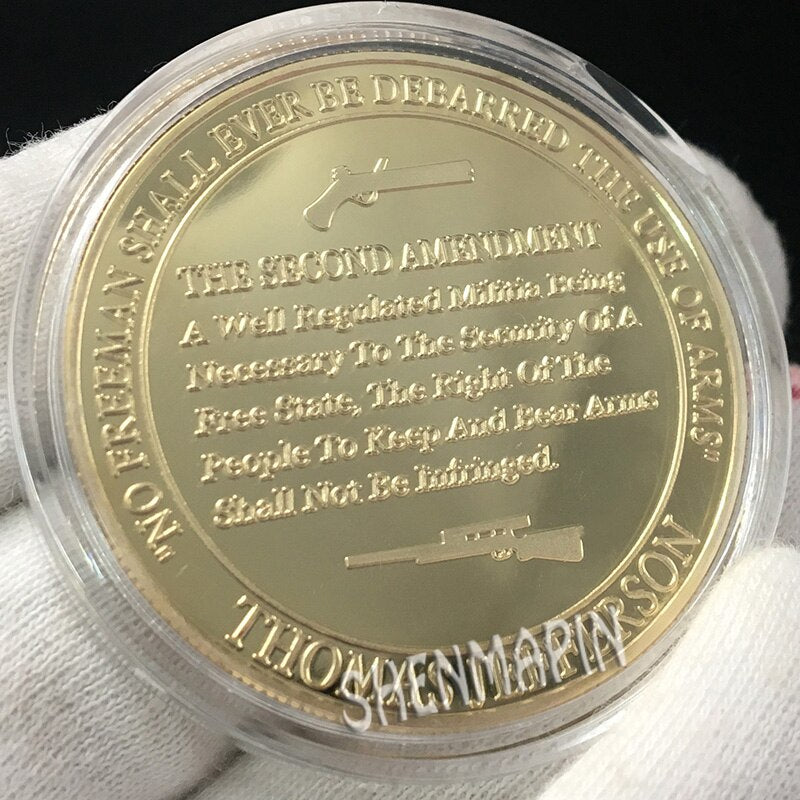 US Thomas Jefferson Constitution 2ND Amendment Freeman Shall right to Bear Arms Coins collectibles Sniper Pistol Challenge Coin
