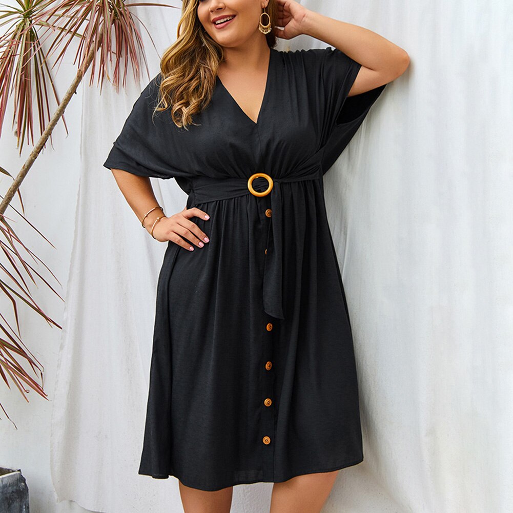 Autumn Women Plus Size 4XL Dress Full Sleeve Sexy V neck Pure Color Dress Elegant Party Vestido Robe Loose Fitness dresses