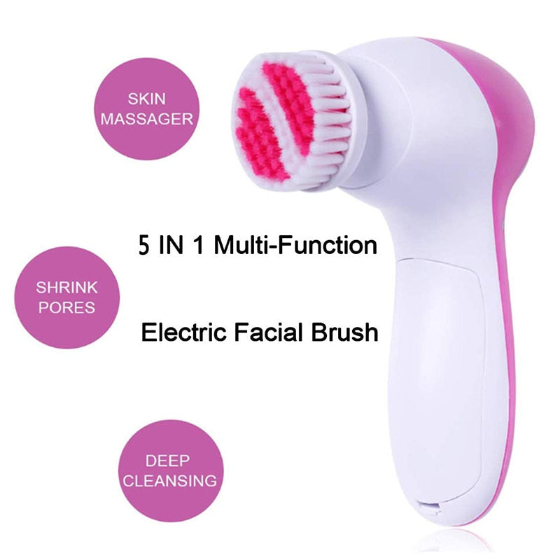 5 in 1 Face Cleansing Brush Silicone Facial Brush Deep Cleaning Pore Cleaner Face Massage Skin Care Waterproof Facial Brush