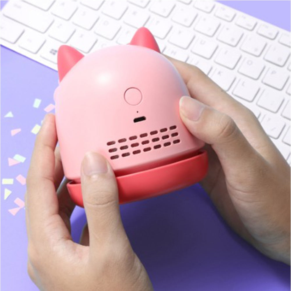 Urallife Portable Mini Desktop Cleaner Keyboard Cleaning Handheld Cute Cat Design Desk Vacuum Cleaner For Office School For Home