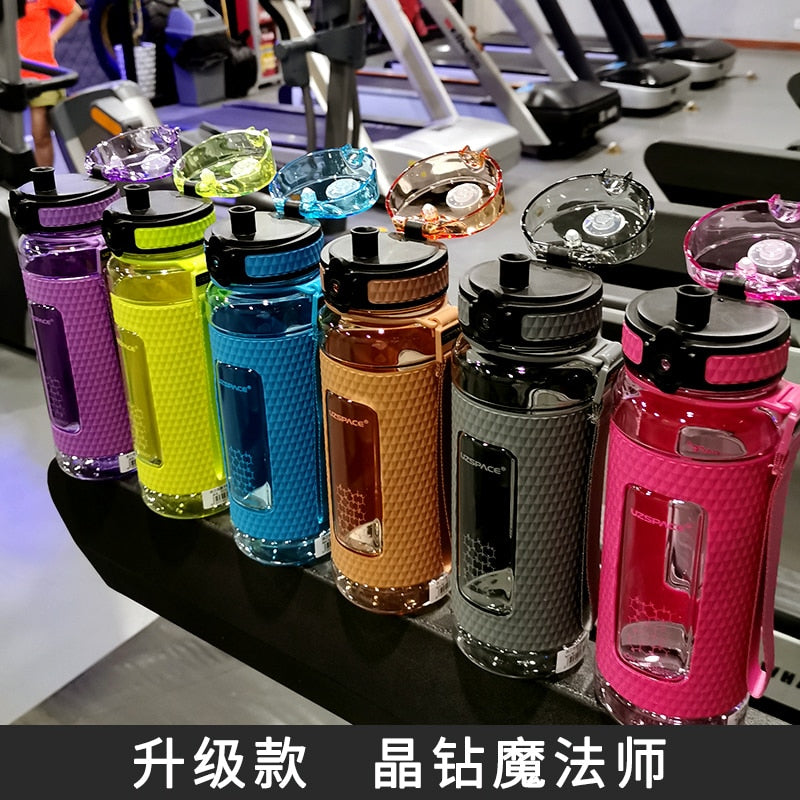 UZSPACE Sports Water Bottles Gym Leak-proof Drop-proof Portable Shaker Outdoor Travel Kettle Plastic Drink Water Bottle BPA Free