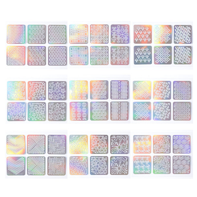24 Sheets/set DIY Nail Art Hollow 3D Laser Sticker Stencil Gel Polish Nail Vinyl Tip Transfer Guide Template Nail Decals