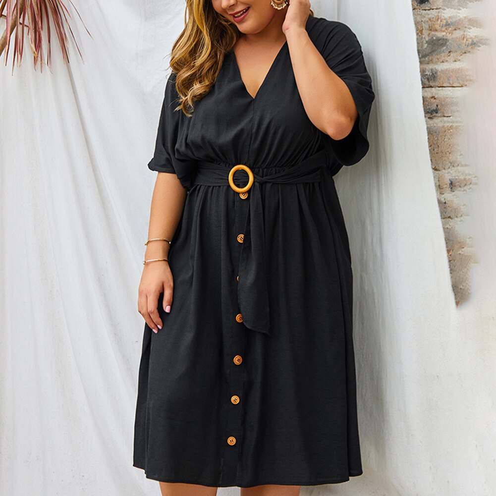 Autumn Women Plus Size 4XL Dress Full Sleeve Sexy V neck Pure Color Dress Elegant Party Vestido Robe Loose Fitness dresses