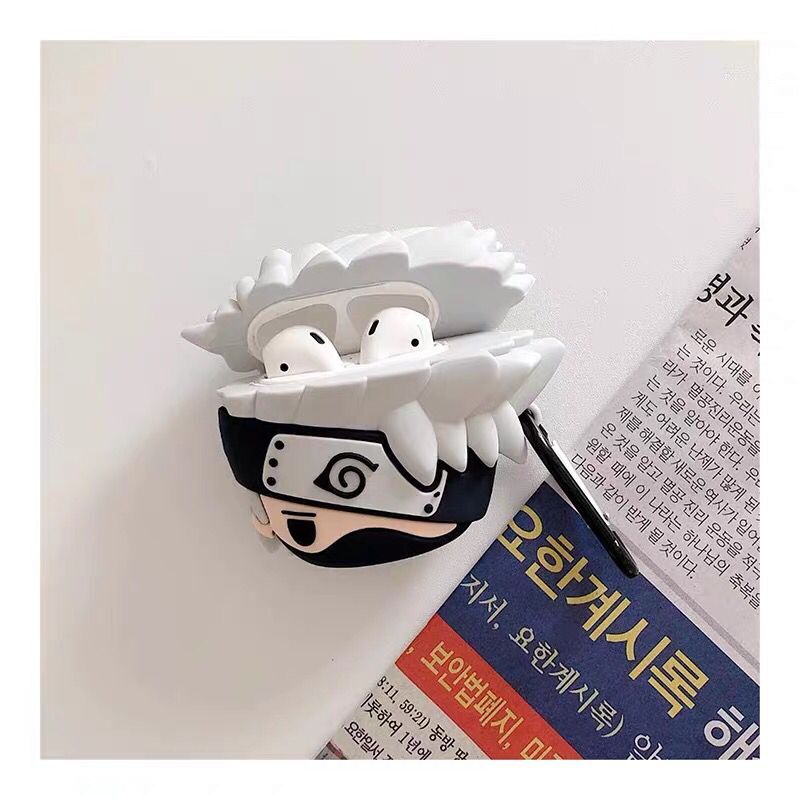 3D Japan Anime Cartoon NARUTO Kakashi Sasuke pain Gaara bluetooth headset Silicone case for airpods 1 2 Wireless charging cover