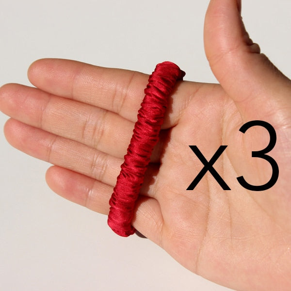 100% Pure Silk Skinnies Scrunchie Set Hair Bow Ties Ropes Bands Skinny Scrunchy Elastics Ponytail Holders for Women Girls