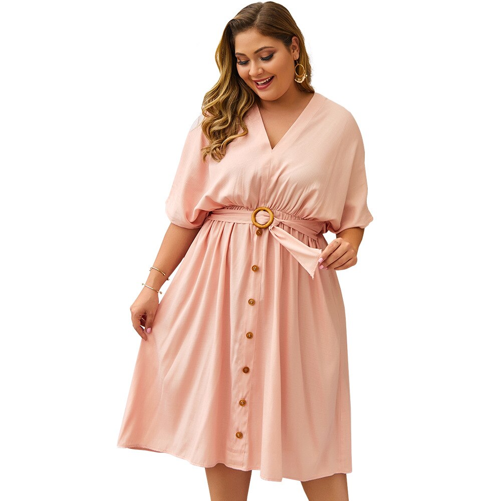 Autumn Women Plus Size 4XL Dress Full Sleeve Sexy V neck Pure Color Dress Elegant Party Vestido Robe Loose Fitness dresses