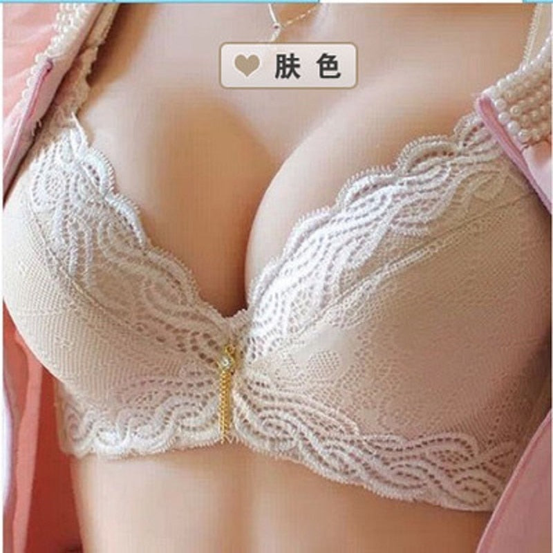 Thick cup sexy beauty push up bras lace back closure bralette