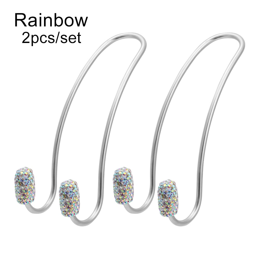 2 Pack Universal Seat Back Organizers Bling Diamond Car Headrest Bag Hangers Strong Durable Auto Back Seat Storage Hooks