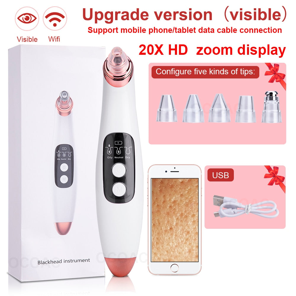 Visible Camera Blackhead Remover Face Deep Nose Cleaner Pore Acne Pimple Removal Vacuum Suction Facial Beauty Clean Skin Tool