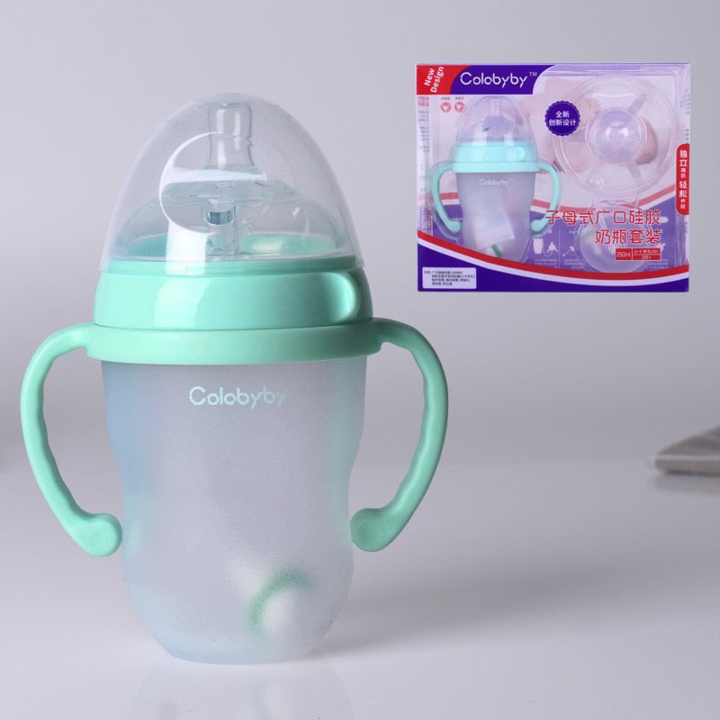 Baby Feeding Bottle Kids Cup Children Training Silicone Sippy Cute Drinking Water Straw Separation Weaning Newborn Hands-free