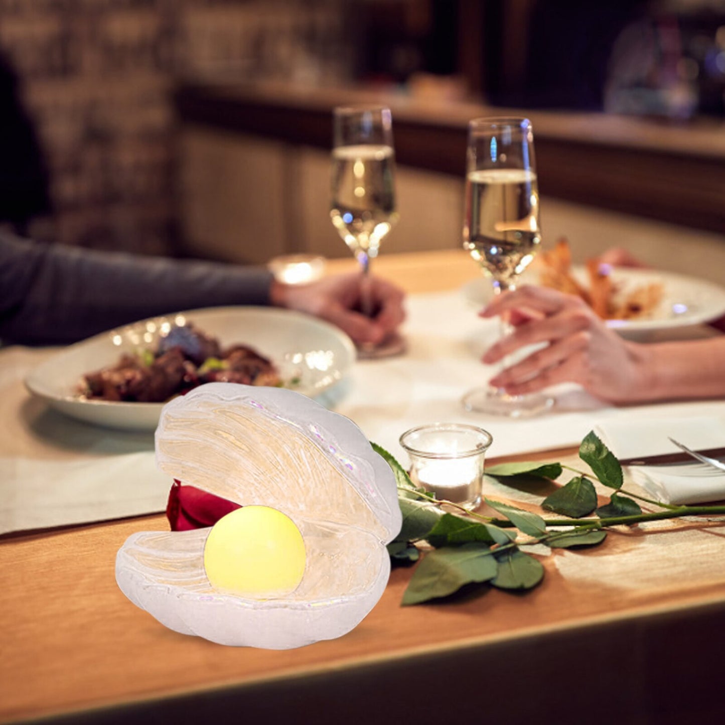 Shell Pearl Light-ceramic Pearl In Shell Night Lamp