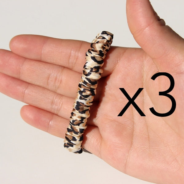 100% Pure Silk Skinnies Scrunchie Set Hair Bow Ties Ropes Bands Skinny Scrunchy Elastics Ponytail Holders for Women Girls