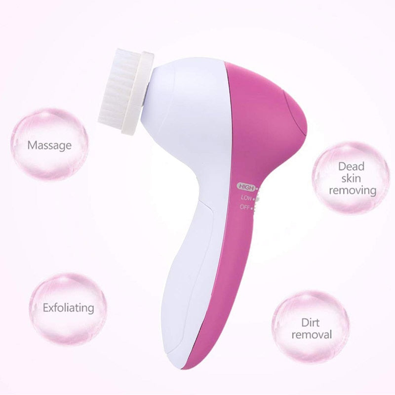 5 in 1 Face Cleansing Brush Silicone Facial Brush Deep Cleaning Pore Cleaner Face Massage Skin Care Waterproof Facial Brush