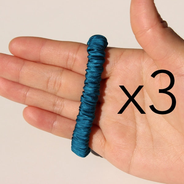 100% Pure Silk Skinnies Scrunchie Set Hair Bow Ties Ropes Bands Skinny Scrunchy Elastics Ponytail Holders for Women Girls