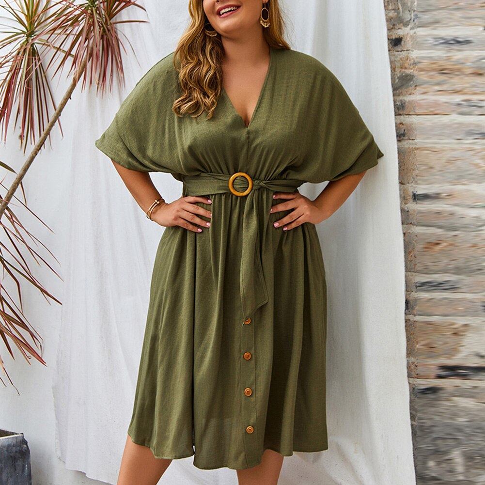 Autumn Women Plus Size 4XL Dress Full Sleeve Sexy V neck Pure Color Dress Elegant Party Vestido Robe Loose Fitness dresses