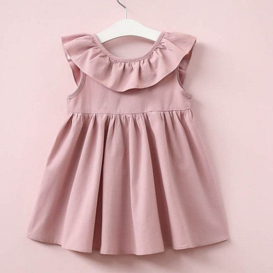 Cute Baby Girls Summer Sundress Bowknot Short Mini Vest Dress Toddler Kids Cotton Casual Dresses Sleeveless Outfit Red Pink
