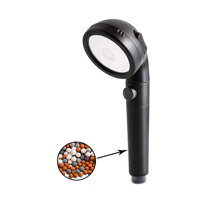 ZhangJi Bathroom 3-Function SPA shower head with switch on/off button high Pressure Anion Filter Bath Head Water Saving Shower