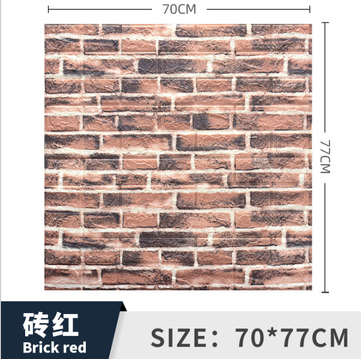 3D Wall Sticker Brick Pattern Wallpaper Self-Adhesive Waterproof