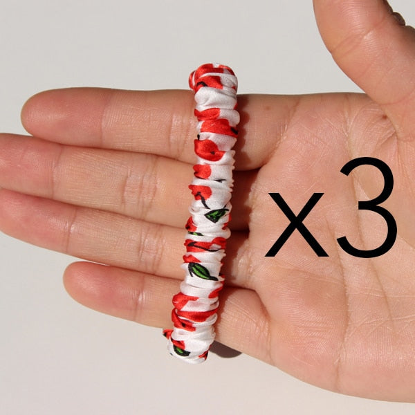 100% Pure Silk Skinnies Scrunchie Set Hair Bow Ties Ropes Bands Skinny Scrunchy Elastics Ponytail Holders for Women Girls