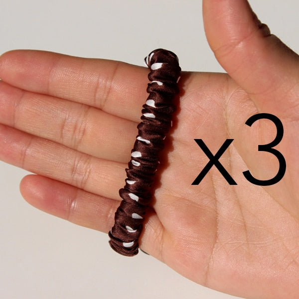 100% Pure Silk Skinnies Scrunchie Set Hair Bow Ties Ropes Bands Skinny Scrunchy Elastics Ponytail Holders for Women Girls