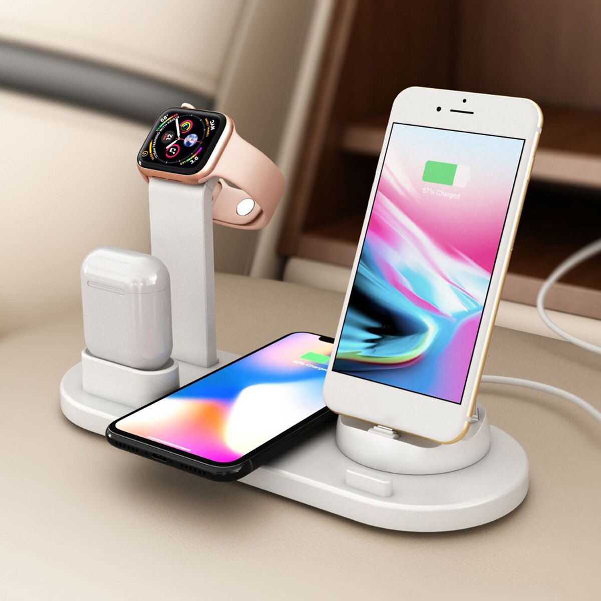 3 in 1 Qi Wireless Charging Induction Charger Stand for iPhone X XS Max XR for Airpod for Apple Watch Docking Dock Station 4in1