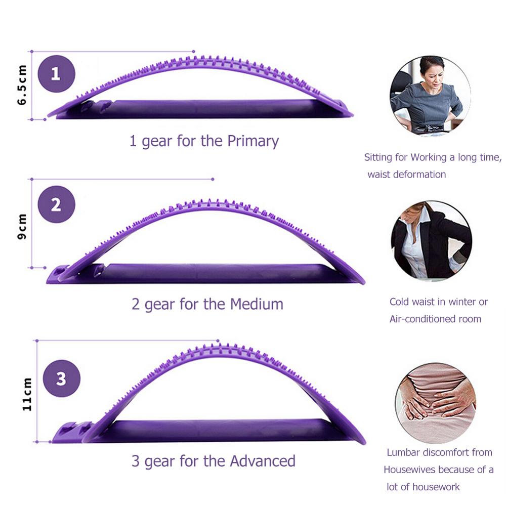 1pc Back Stretch Equipment Massager Massageador Magic Stretcher Fitness Lumbar Support Relaxation Spine Pain Relief random color
