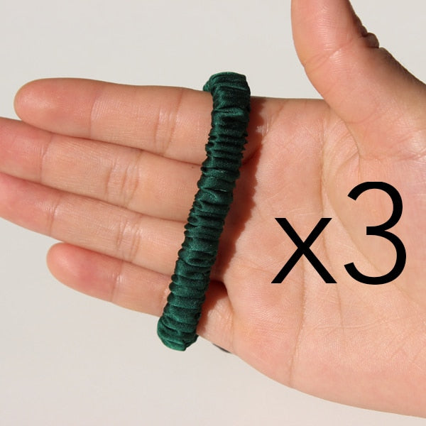 100% Pure Silk Skinnies Scrunchie Set Hair Bow Ties Ropes Bands Skinny Scrunchy Elastics Ponytail Holders for Women Girls